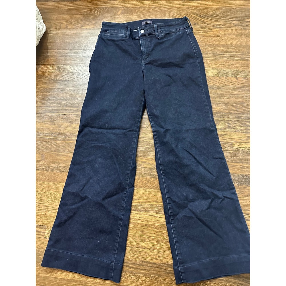 NYDJ Womens Size 8 Wide Leg Jeans Dark Indigo Lift Tuck Denim Trousers